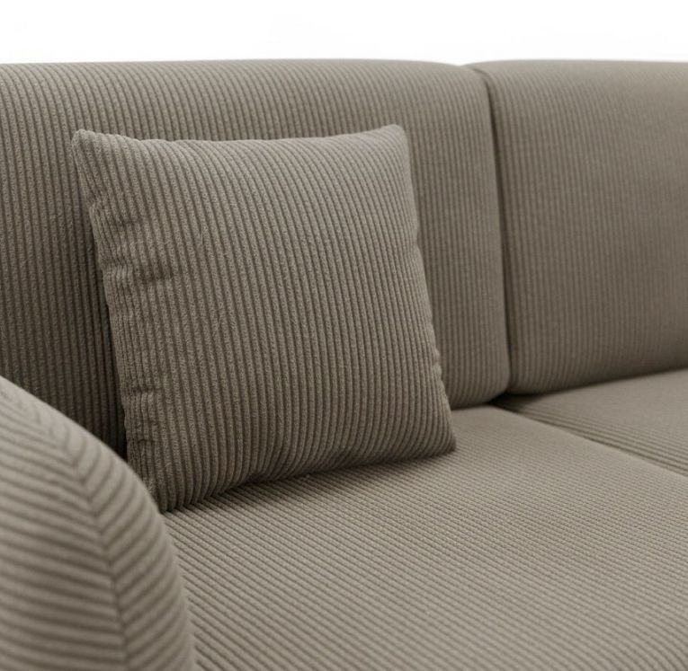 Divano Letto con Penisola Beige Contenitore Cuscini Sfoderabili 245x185 cm, Reclinabile - Ranco