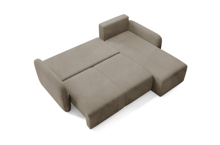 Divano Letto con Penisola Beige Contenitore Cuscini Sfoderabili 245x185 cm, Reclinabile - Ranco