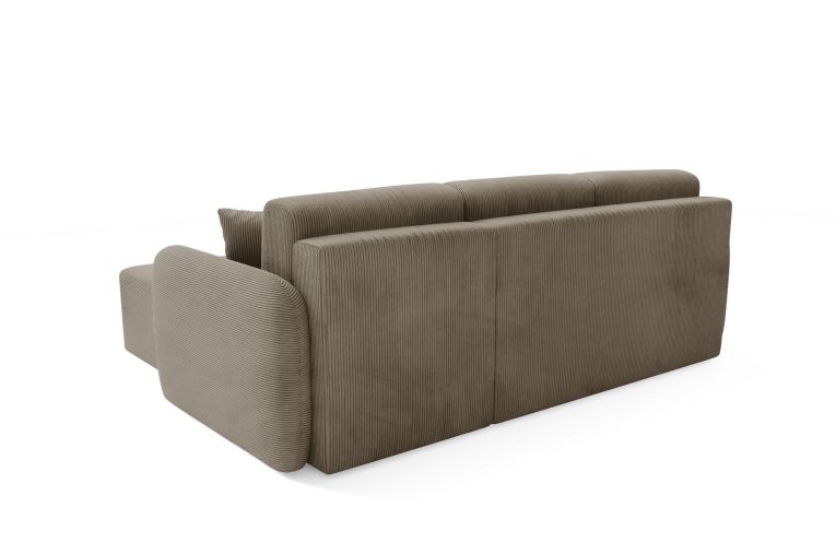 Divano Letto con Penisola Beige Contenitore Cuscini Sfoderabili 245x185 cm, Reclinabile - Ranco