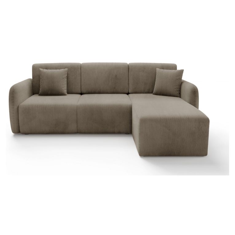 Divano Letto con Penisola Beige Contenitore Cuscini Sfoderabili 245x185 cm, Reclinabile - Ranco