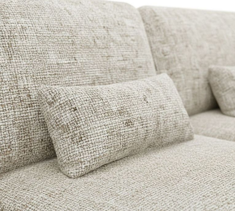 Divano Letto con Penisola Beige Contenitore Reclinabile 207x148 cm, Reversibile - Pagno