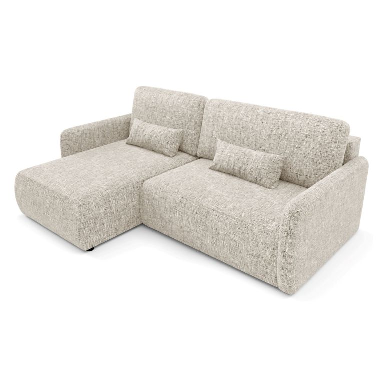 Divano Letto con Penisola Beige Contenitore Reclinabile 207x148 cm, Reversibile - Pagno
