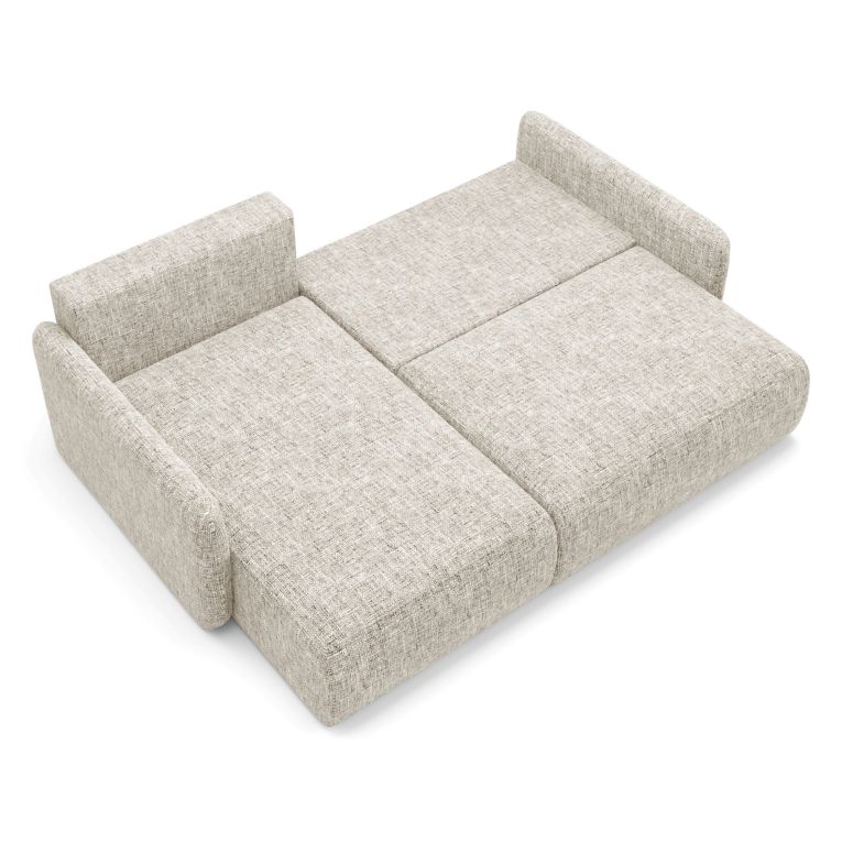 Divano Letto con Penisola Beige Contenitore Reclinabile 207x148 cm, Reversibile - Pagno