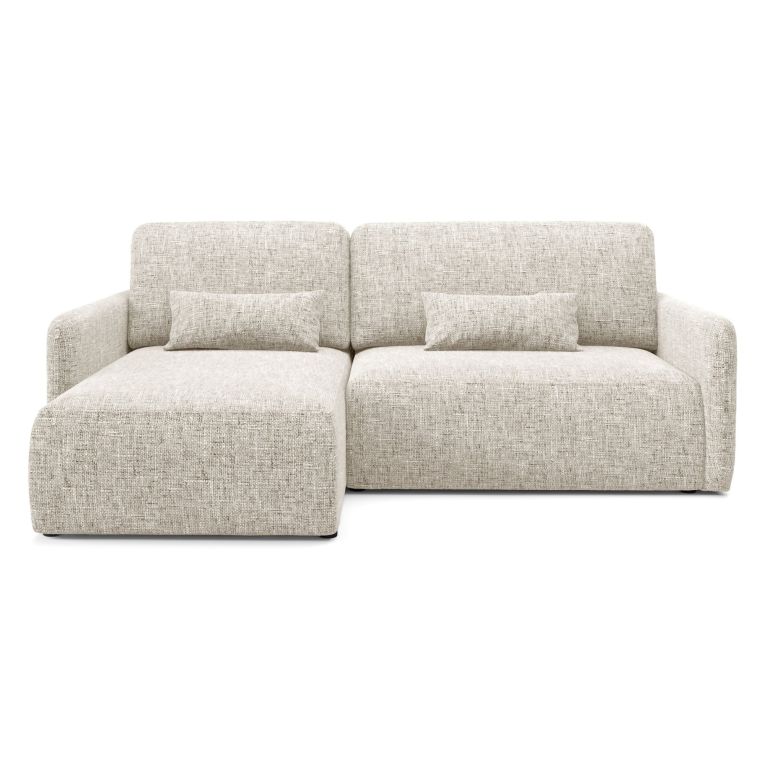 Divano Letto con Penisola Beige Contenitore Reclinabile 207x148 cm, Reversibile - Pagno