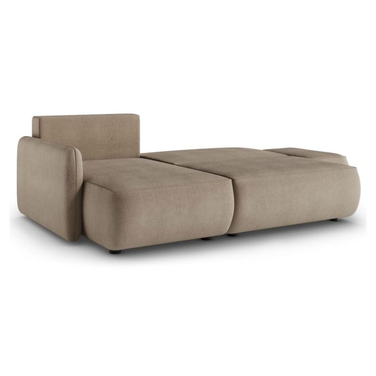 Divano Letto con Penisola Beige Contenitore Reclinabile 229x148 cm, Cuscini Sfoderabili - Rezzo