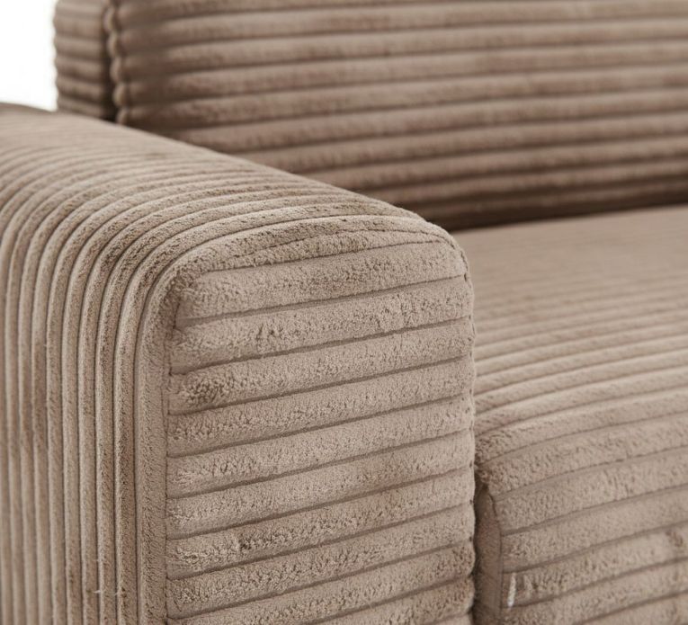Divano Letto con Penisola Beige Contenitore Reclinabile 268x163 cm, Cuscini Sfoderabili - Folgarida