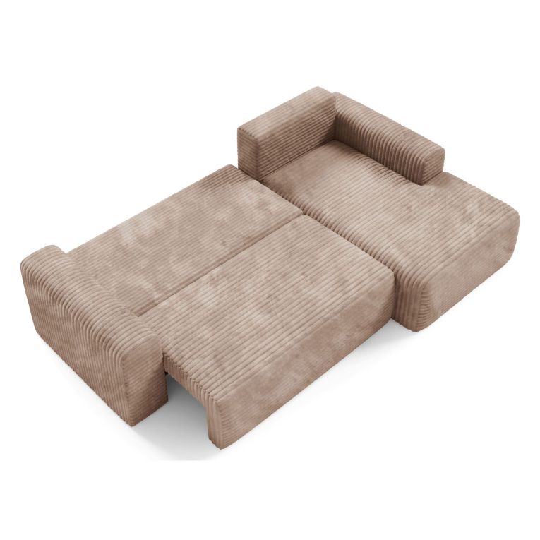 Divano Letto con Penisola Beige Contenitore Reclinabile 268x163 cm, Cuscini Sfoderabili - Folgarida