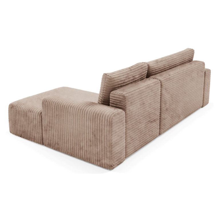 Divano Letto con Penisola Beige Contenitore Reclinabile 268x163 cm, Cuscini Sfoderabili - Folgarida