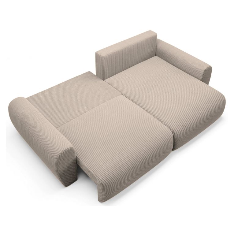 Divano Letto con Penisola Beige Contenitore Reversibile 253x153 cm, Reclinabile - Paullo