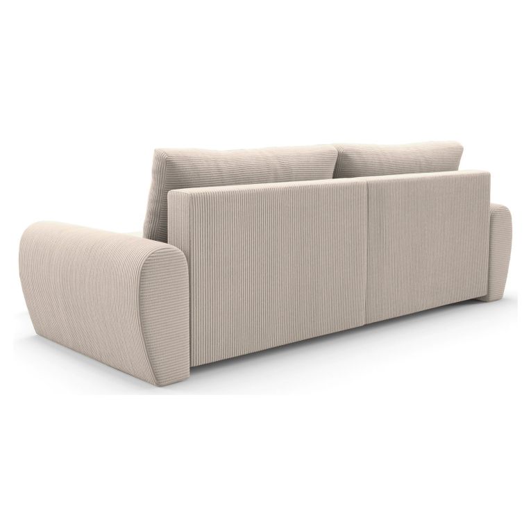 Divano Letto con Penisola Beige Contenitore Reversibile 253x153 cm, Reclinabile - Paullo