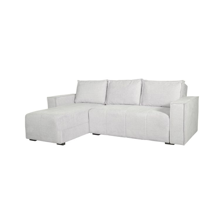 Divano Letto con Penisola Bianco Contenitore 237x169 cm, Lavabile - Naturno
