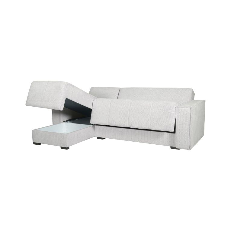 Divano Letto con Penisola Bianco Contenitore 237x169 cm, Lavabile - Naturno