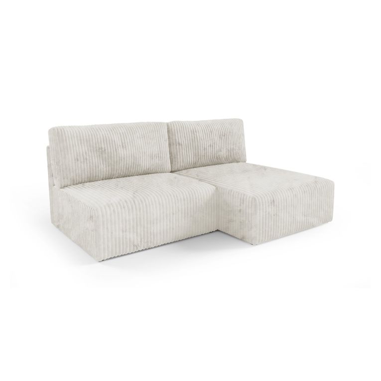 Divano Letto con Penisola Bianco Crema Contenitore Reclinabile 210x149 cm, Cuscini Sfoderabili - Pergola