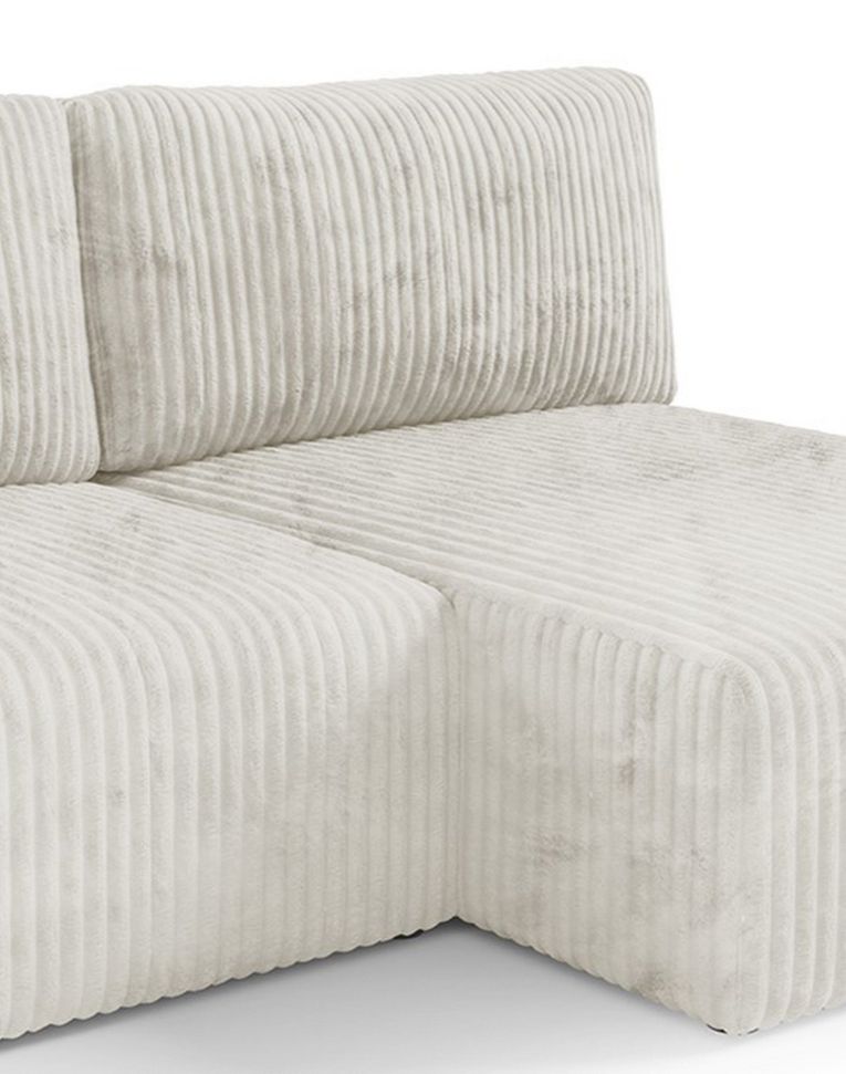 Divano Letto con Penisola Bianco Crema Contenitore Reclinabile 210x149 cm, Cuscini Sfoderabili - Pergola
