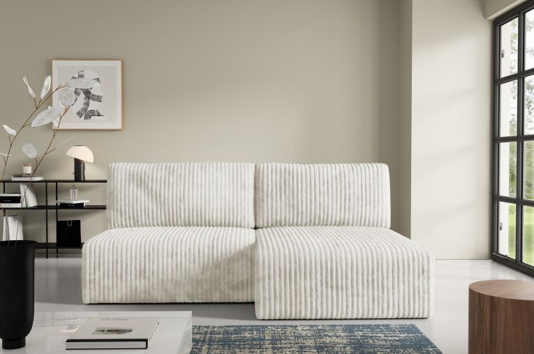 Divano Letto con Penisola Bianco Crema Contenitore Reclinabile 210x149 cm, Cuscini Sfoderabili - Pergola