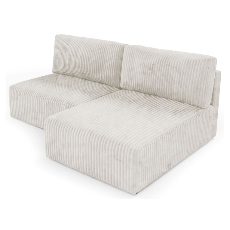 Divano Letto con Penisola Bianco Crema Contenitore Reclinabile 210x149 cm, Cuscini Sfoderabili - Pergola
