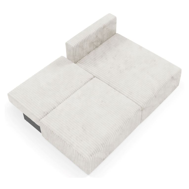 Divano Letto con Penisola Bianco Crema Contenitore Reclinabile 210x149 cm, Cuscini Sfoderabili - Pergola