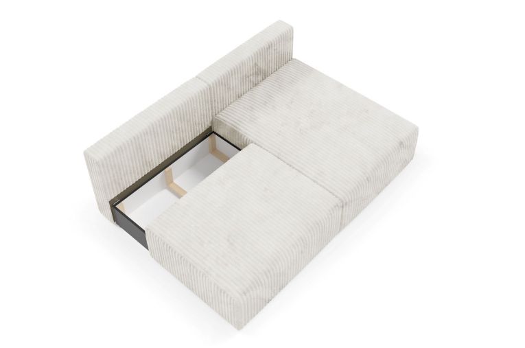 Divano Letto con Penisola Bianco Crema Contenitore Reclinabile 210x149 cm, Cuscini Sfoderabili - Pergola