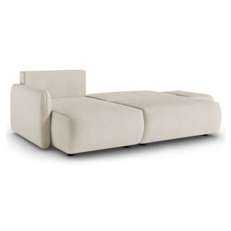Divano Letto con Penisola Bianco Crema Contenitore Reclinabile 229x148 cm, Cuscini Sfoderabili - Rezzo