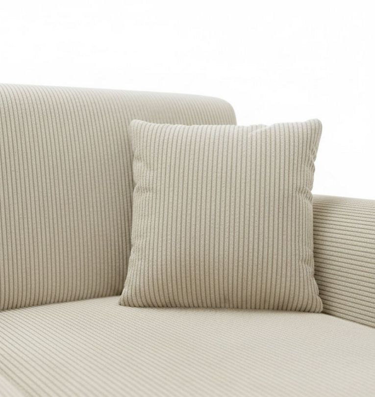 Divano Letto con Penisola Bianco Crema Contenitore Reclinabile 245x185 cm, Reversibile - Ranco