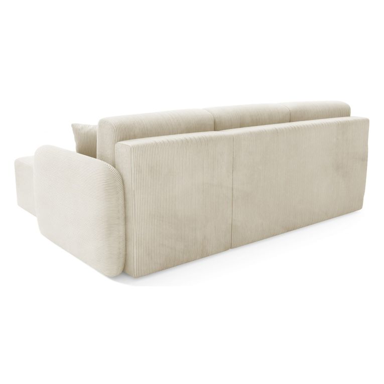 Divano Letto con Penisola Bianco Crema Contenitore Reclinabile 245x185 cm, Reversibile - Ranco