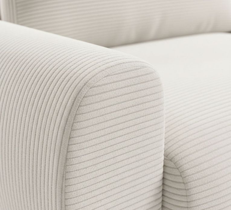 Divano Letto con Penisola Bianco Crema Contenitore Reclinabile 253x153 cm, Reversibile - Paullo