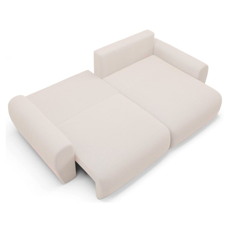 Divano Letto con Penisola Bianco Crema Contenitore Reclinabile 253x153 cm, Reversibile - Paullo
