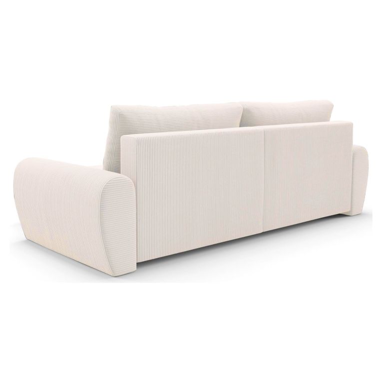 Divano Letto con Penisola Bianco Crema Contenitore Reclinabile 253x153 cm, Reversibile - Paullo