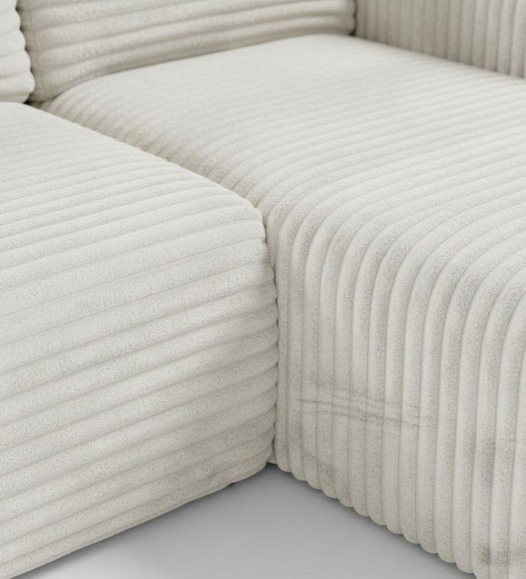 Divano Letto con Penisola Bianco Crema Contenitore Reclinabile 268x163 cm, Cuscini Sfoderabili - Folgarida