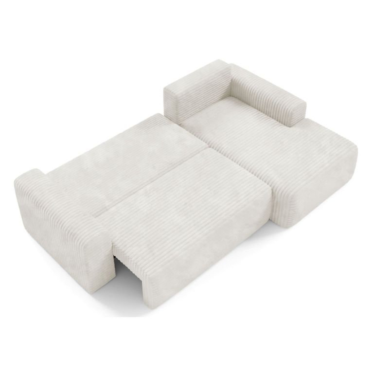 Divano Letto con Penisola Bianco Crema Contenitore Reclinabile 268x163 cm, Cuscini Sfoderabili - Folgarida