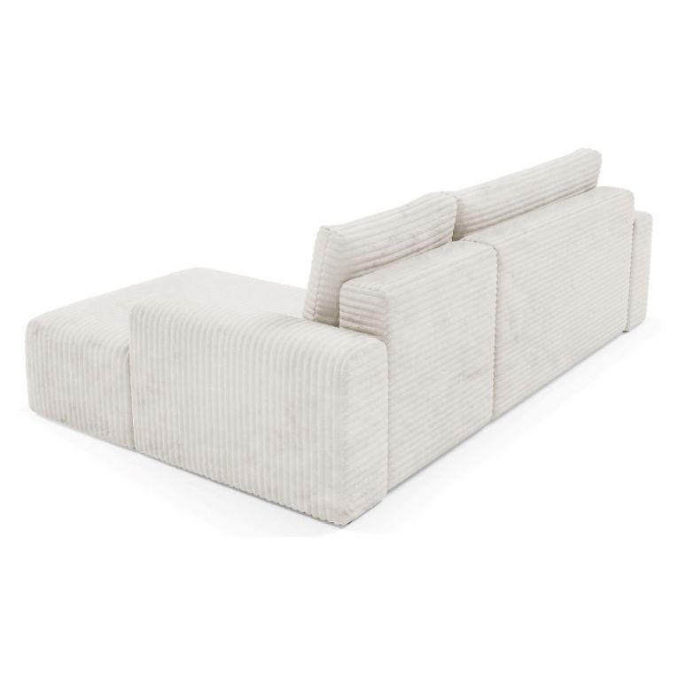 Divano Letto con Penisola Bianco Crema Contenitore Reclinabile 268x163 cm, Cuscini Sfoderabili - Folgarida