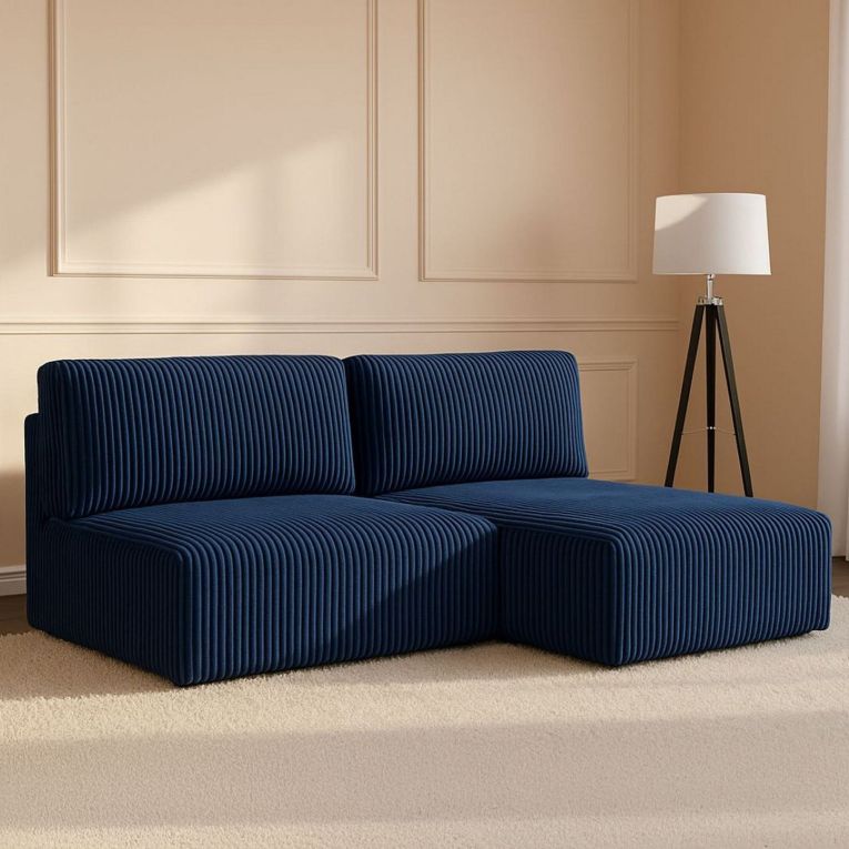 Divano Letto con Penisola blu Contenitore Cuscini Sfoderabili 210x149 cm, Reclinabile - Pergola