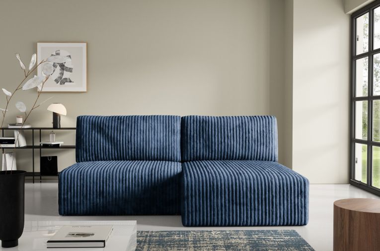 Divano Letto con Penisola blu Contenitore Cuscini Sfoderabili 210x149 cm, Reclinabile - Pergola