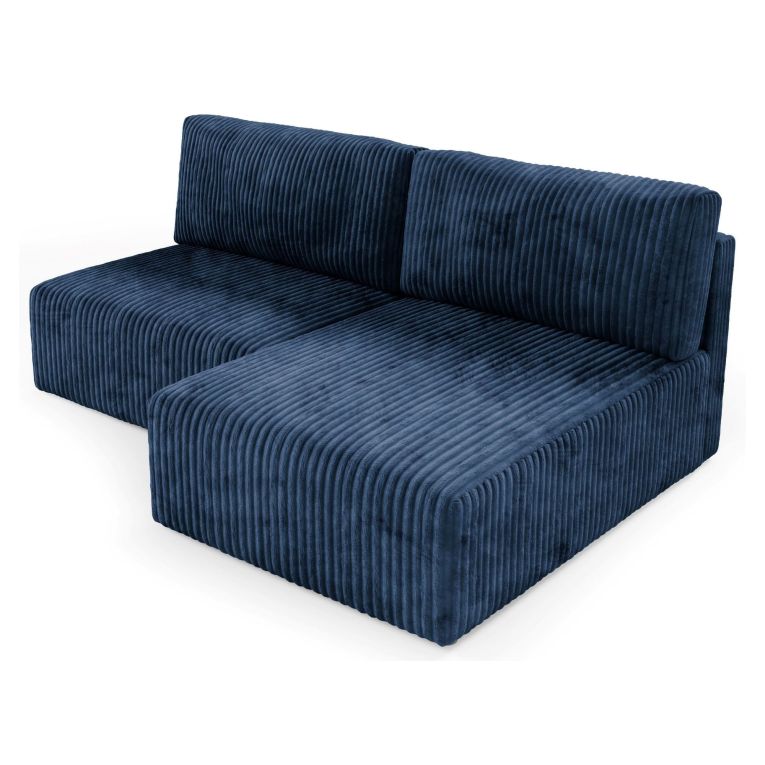 Divano Letto con Penisola blu Contenitore Cuscini Sfoderabili 210x149 cm, Reclinabile - Pergola