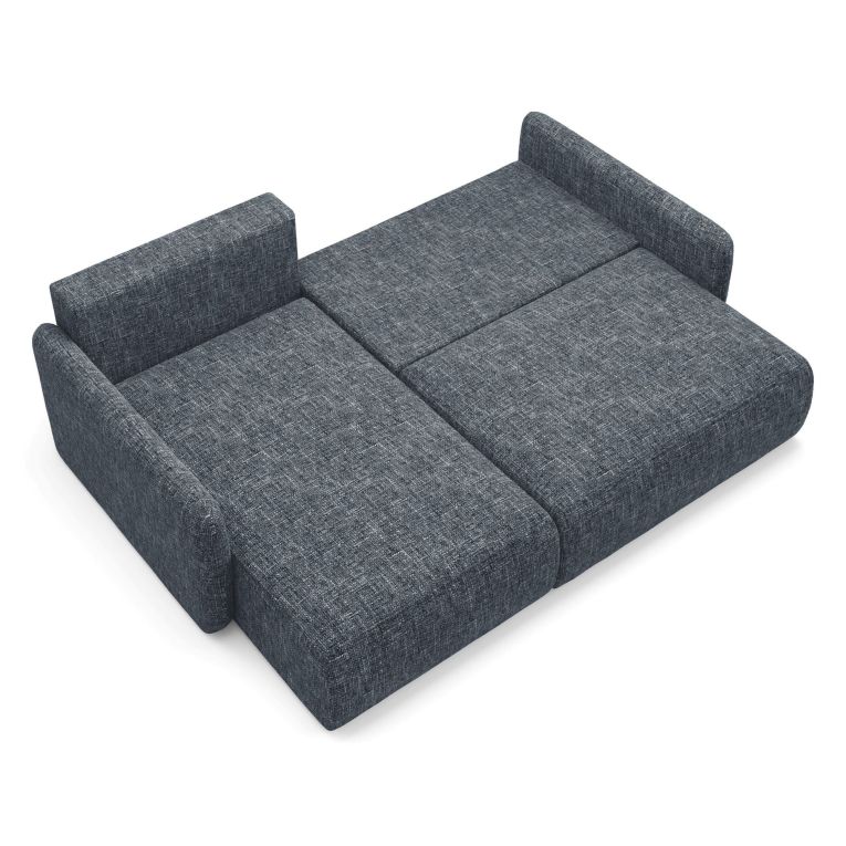 Divano Letto con Penisola blu Contenitore Reclinabile 207x148 cm, Reversibile - Pagno
