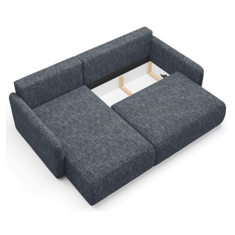 Divano Letto con Penisola blu Contenitore Reclinabile 207x148 cm, Reversibile - Pagno