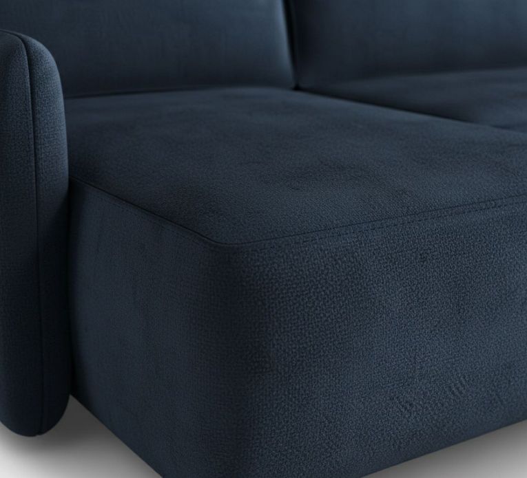 Divano Letto con Penisola blu Contenitore Reclinabile 229x148 cm, Cuscini Sfoderabili - Rezzo