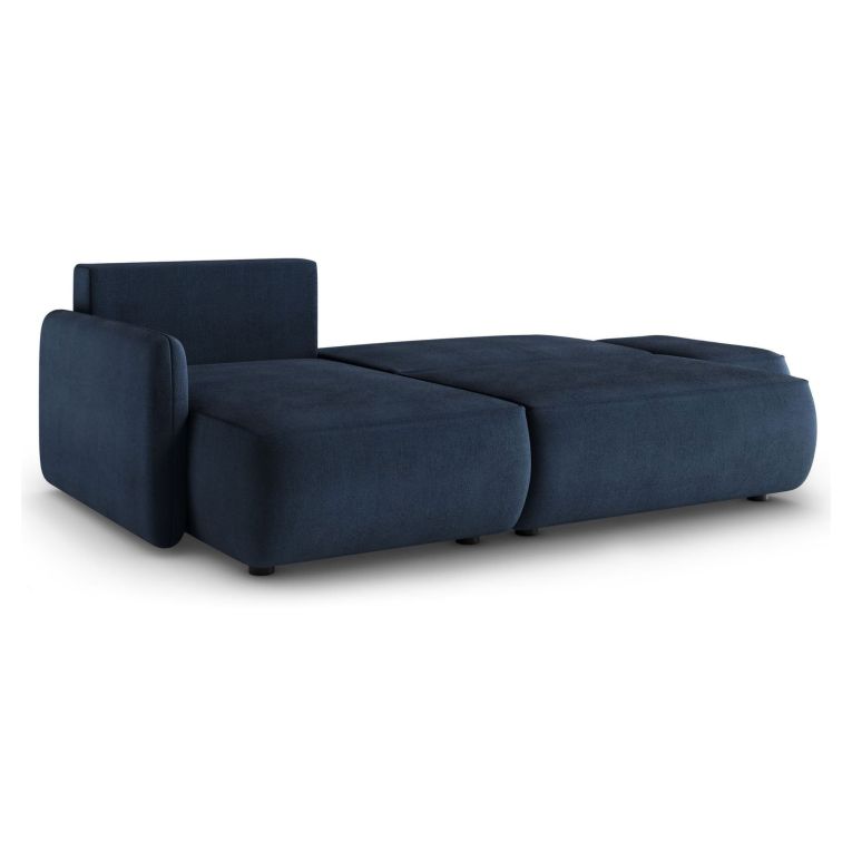 Divano Letto con Penisola blu Contenitore Reclinabile 229x148 cm, Cuscini Sfoderabili - Rezzo
