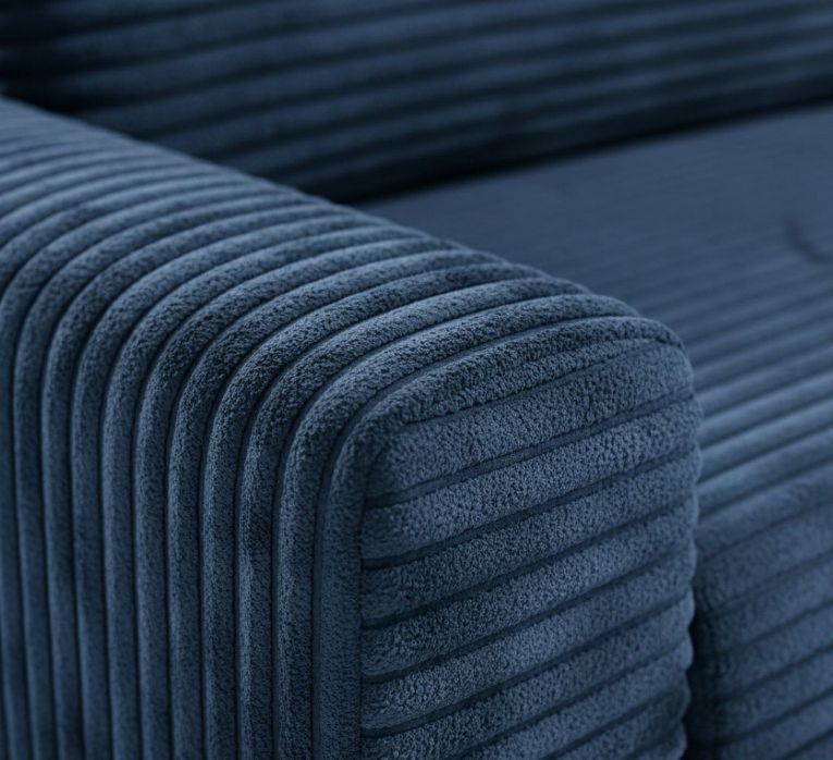 Divano Letto con Penisola blu Contenitore Reclinabile 268x163 cm, Cuscini Sfoderabili - Folgarida