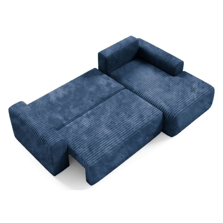 Divano Letto con Penisola blu Contenitore Reclinabile 268x163 cm, Cuscini Sfoderabili - Folgarida