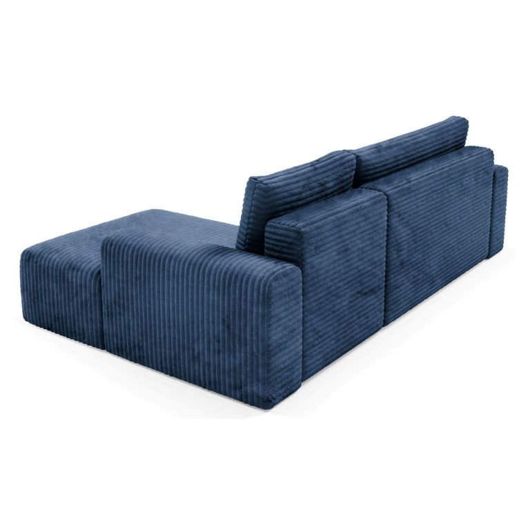 Divano Letto con Penisola blu Contenitore Reclinabile 268x163 cm, Cuscini Sfoderabili - Folgarida