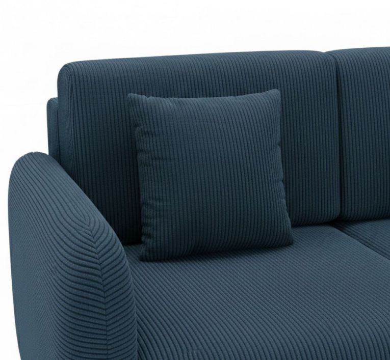 Divano Letto con Penisola blu Contenitore Reversibile 245x185 cm, Reclinabile - Ranco