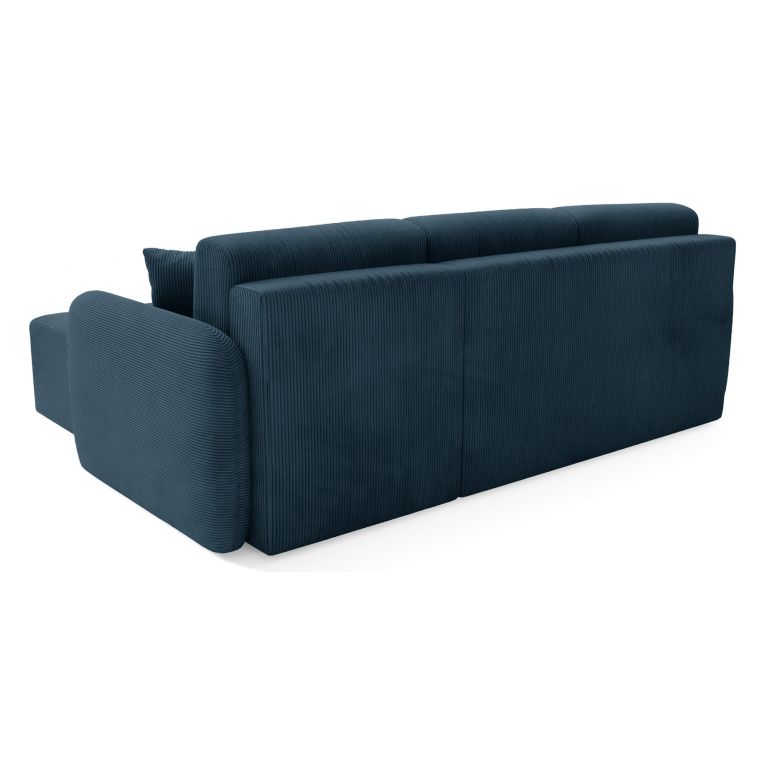Divano Letto con Penisola blu Contenitore Reversibile 245x185 cm, Reclinabile - Ranco