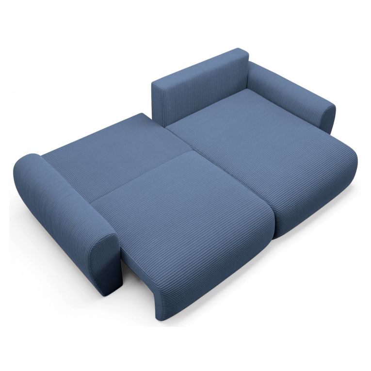 Divano Letto con Penisola blu Contenitore Reversibile 253x153 cm, Reclinabile - Paullo