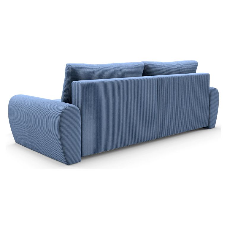Divano Letto con Penisola blu Contenitore Reversibile 253x153 cm, Reclinabile - Paullo