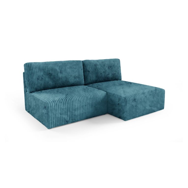 Divano Letto con Penisola blu Petrolio Contenitore Reclinabile 210x149 cm, Cuscini Sfoderabili - Pergola