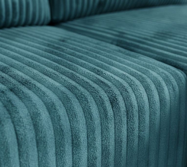 Divano Letto con Penisola blu Petrolio Contenitore Reclinabile 210x149 cm, Cuscini Sfoderabili - Pergola