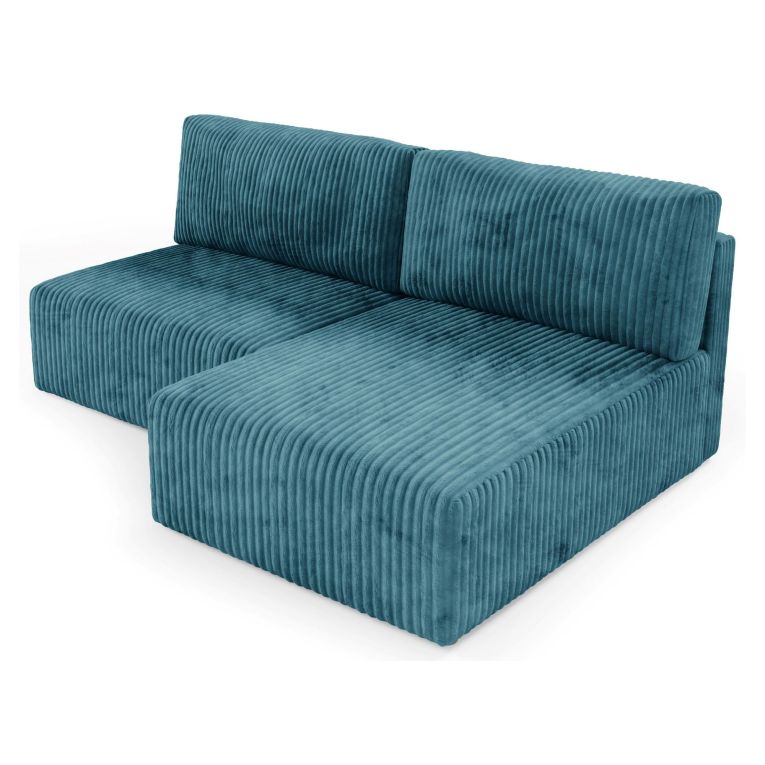 Divano Letto con Penisola blu Petrolio Contenitore Reclinabile 210x149 cm, Cuscini Sfoderabili - Pergola