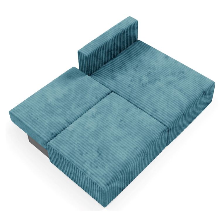 Divano Letto con Penisola blu Petrolio Contenitore Reclinabile 210x149 cm, Cuscini Sfoderabili - Pergola