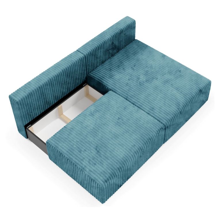 Divano Letto con Penisola blu Petrolio Contenitore Reclinabile 210x149 cm, Cuscini Sfoderabili - Pergola